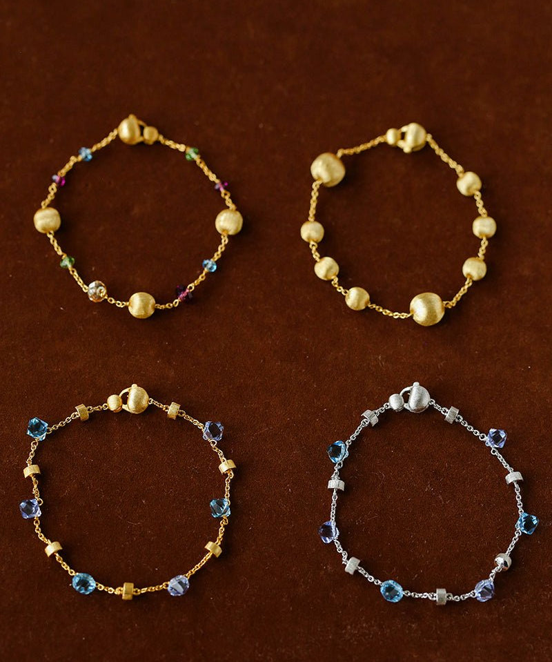 Italian Brushed Gold Bead & Swarovski Crystal Bracelet - floysun