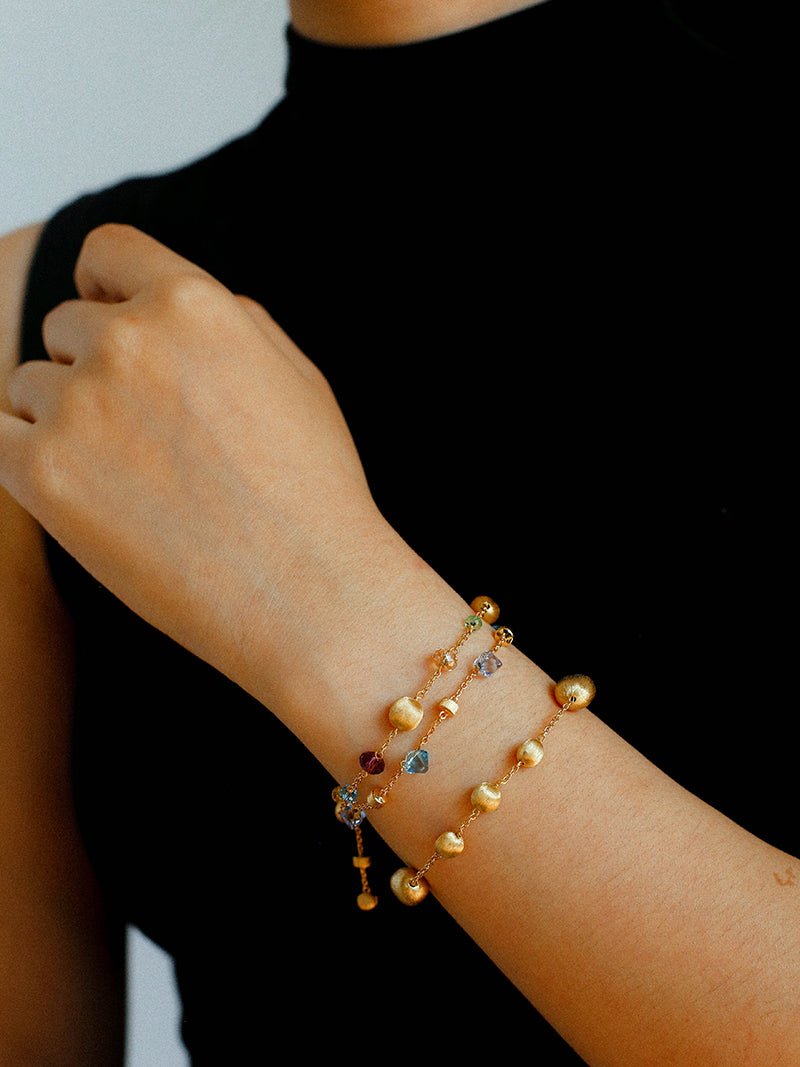 Italian Brushed Gold Bead & Swarovski Crystal Bracelet - floysun