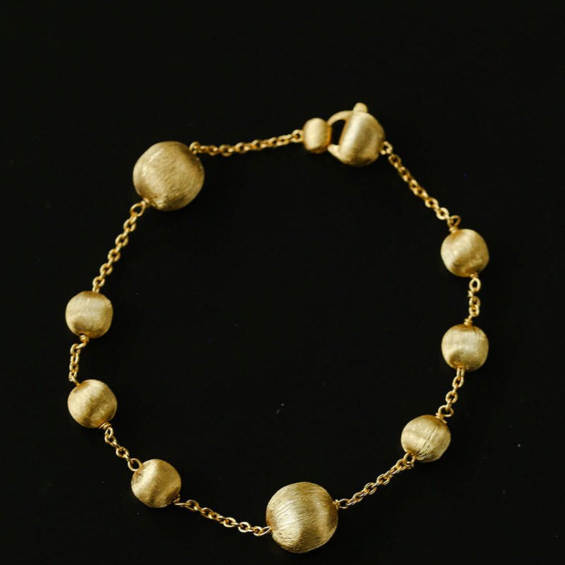 Italian Brushed Gold Bead & Swarovski Crystal Bracelet - floysun
