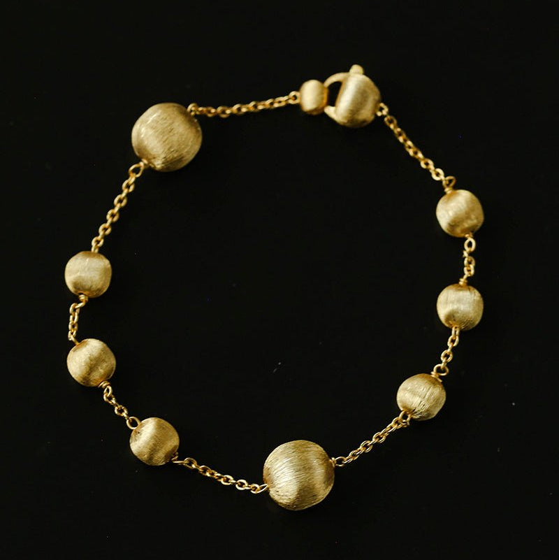 Italian Brushed Gold Bead & Swarovski Crystal Bracelet - floysun