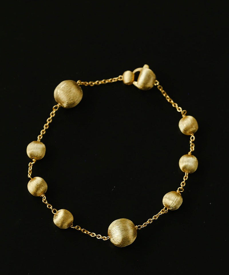 Italian Brushed Gold Bead & Swarovski Crystal Bracelet - floysun