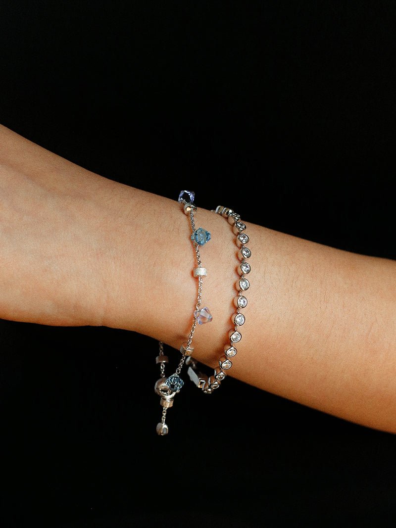 Italian Brushed Gold Bead & Swarovski Crystal Bracelet - floysun