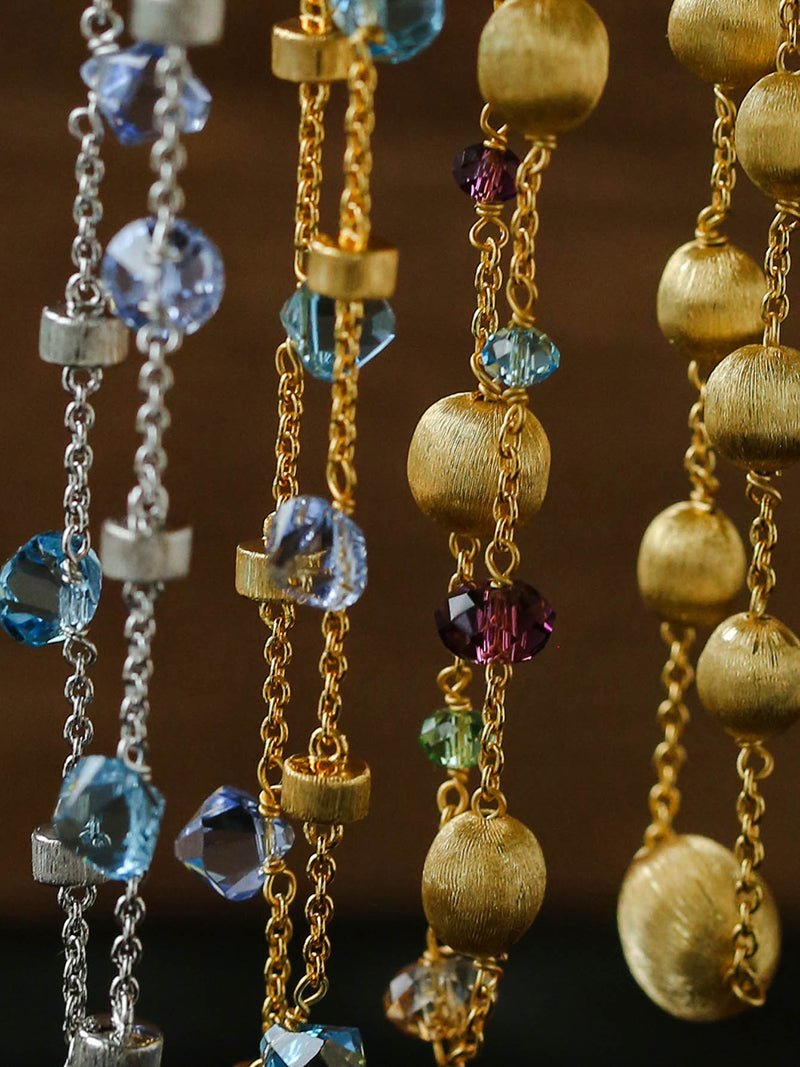 Italian Brushed Gold Bead & Swarovski Crystal Bracelet - floysun