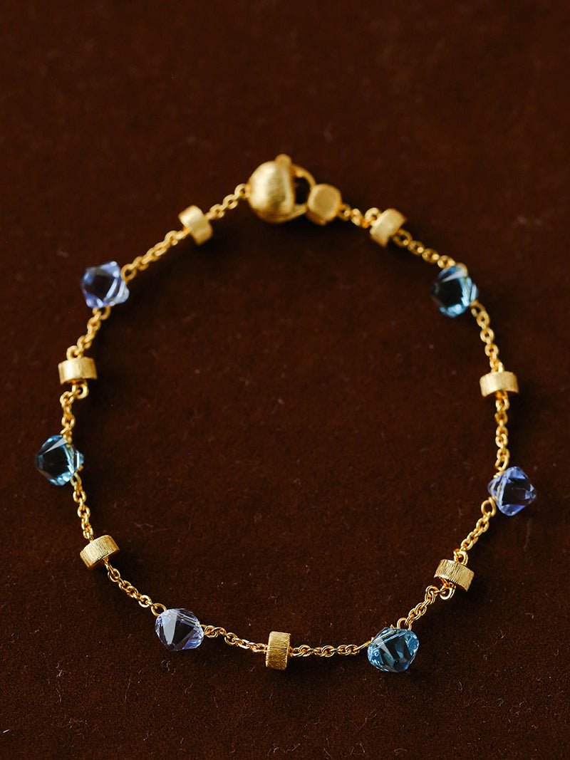 Italian Brushed Gold Bead & Swarovski Crystal Bracelet - floysun