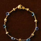 Italian Brushed Gold Bead & Swarovski Crystal Bracelet - floysun