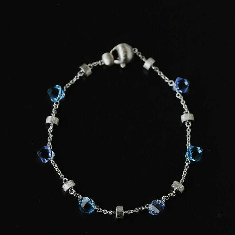 Italian Brushed Gold Bead & Swarovski Crystal Bracelet - floysun