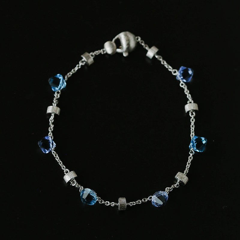 Italian Brushed Gold Bead & Swarovski Crystal Bracelet - floysun