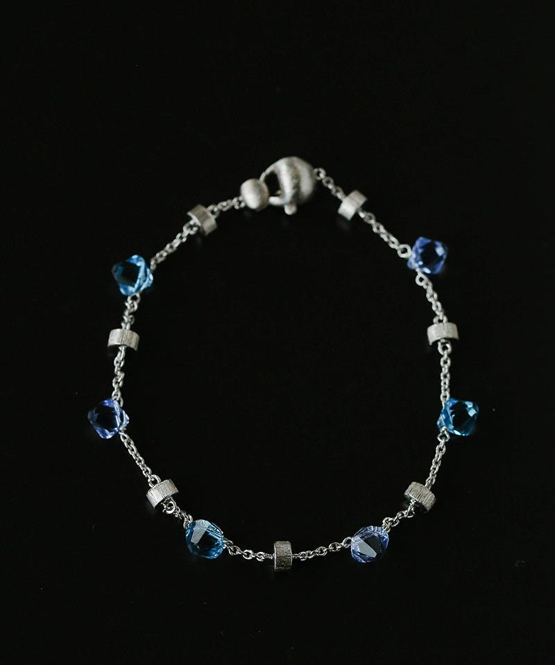 Italian Brushed Gold Bead & Swarovski Crystal Bracelet - floysun