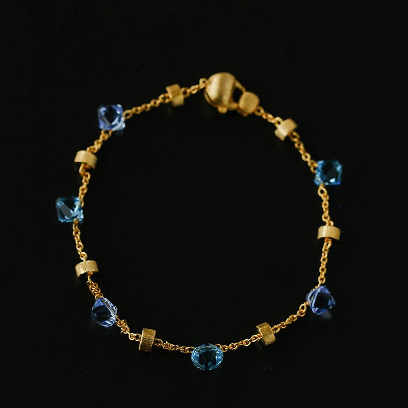 Italian Brushed Gold Bead & Swarovski Crystal Bracelet - floysun