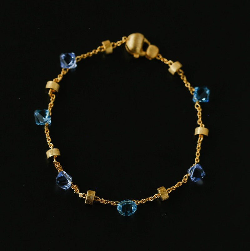 Italian Brushed Gold Bead & Swarovski Crystal Bracelet - floysun
