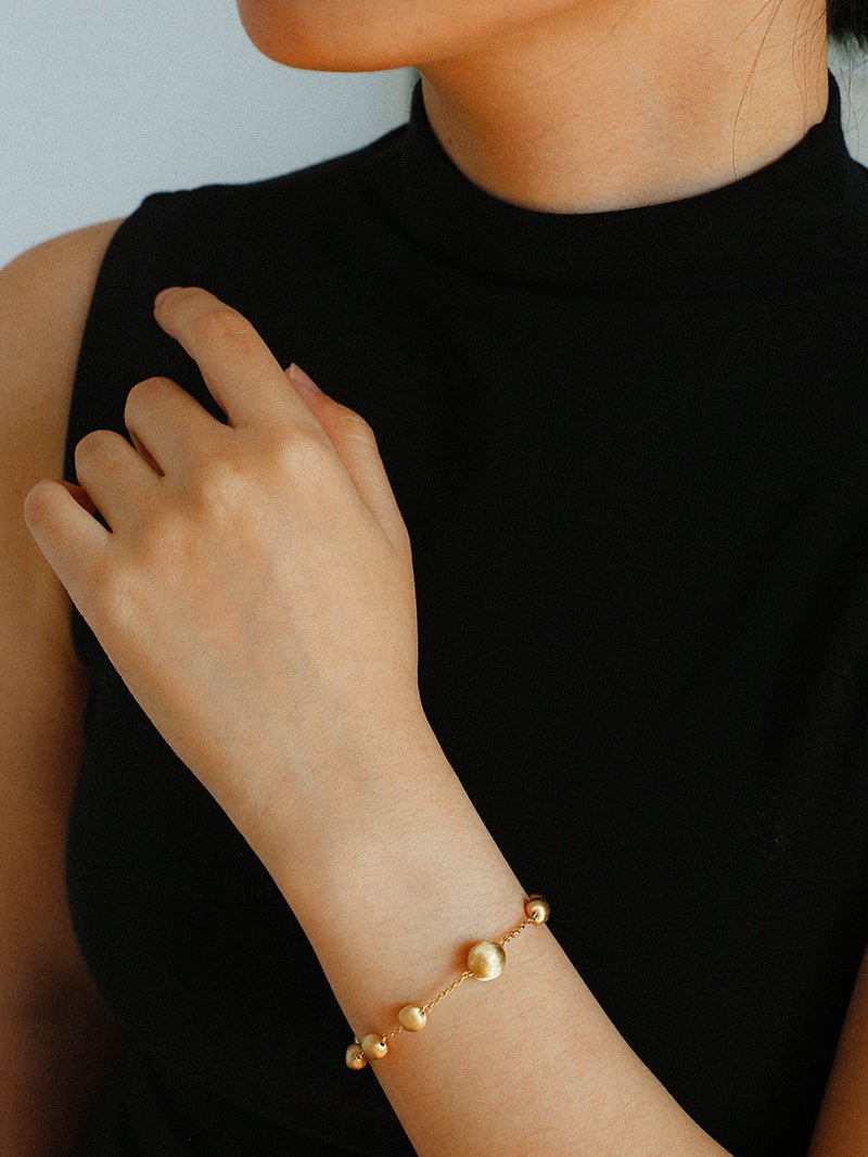 Italian Brushed Gold Bead & Swarovski Crystal Bracelet - floysun