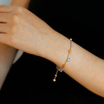 Italian Brushed Gold Bead & Swarovski Crystal Bracelet - floysun