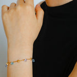Italian Brushed Gold Bead & Swarovski Crystal Bracelet - floysun