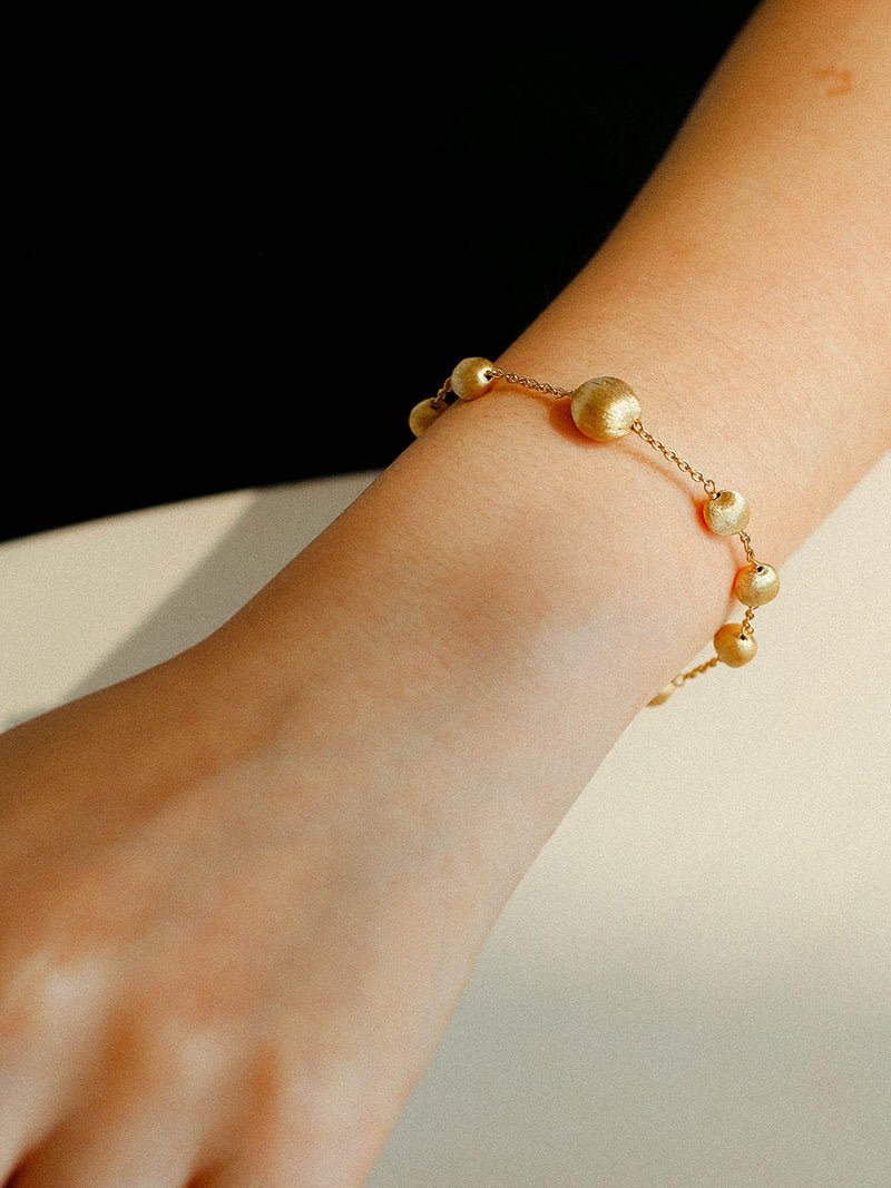 Italian Brushed Gold Bead & Swarovski Crystal Bracelet - floysun