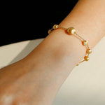 Italian Brushed Gold Bead & Swarovski Crystal Bracelet - floysun