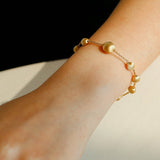 Italian Brushed Gold Bead & Swarovski Crystal Bracelet - floysun