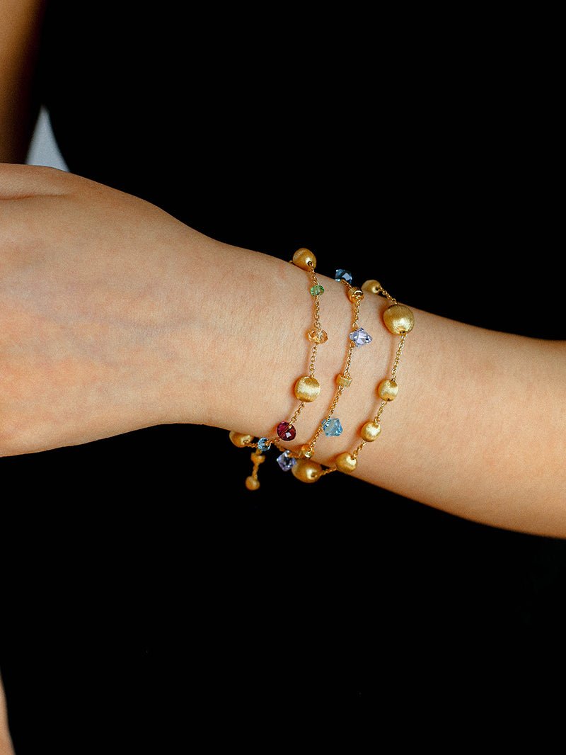 Italian Brushed Gold Bead & Swarovski Crystal Bracelet - floysun