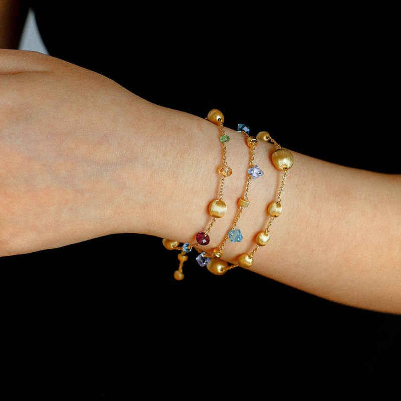 Italian Brushed Gold Bead & Swarovski Crystal Bracelet - floysun