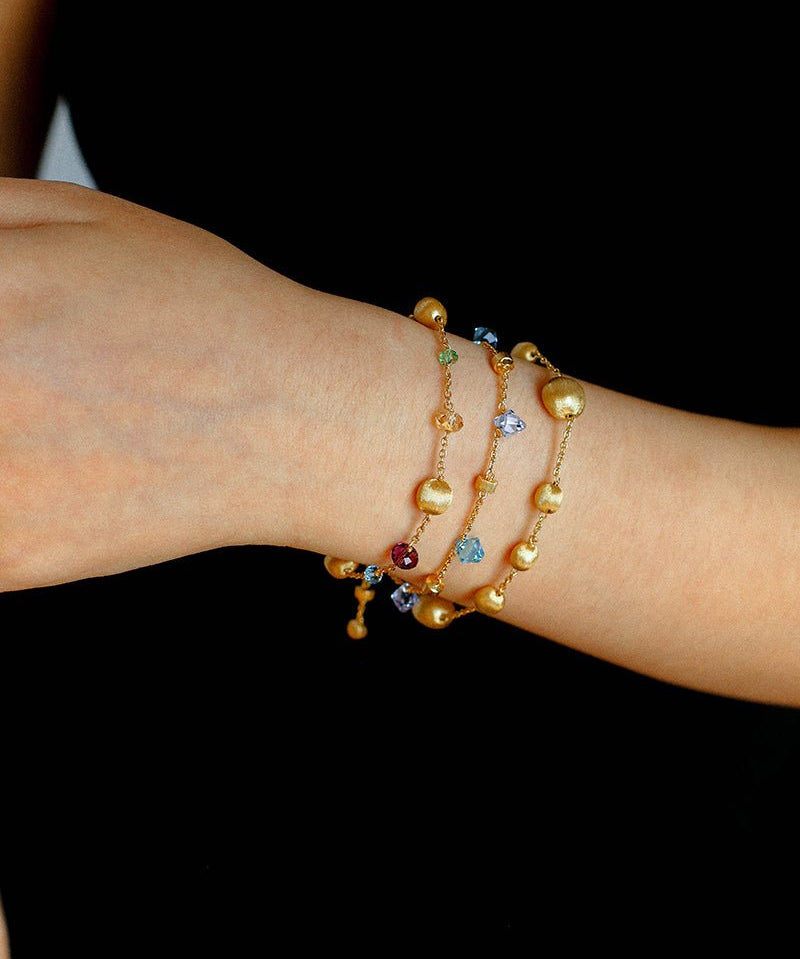 Italian Brushed Gold Bead & Swarovski Crystal Bracelet - floysun
