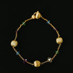 Italian Brushed Gold Bead & Swarovski Crystal Bracelet - floysun