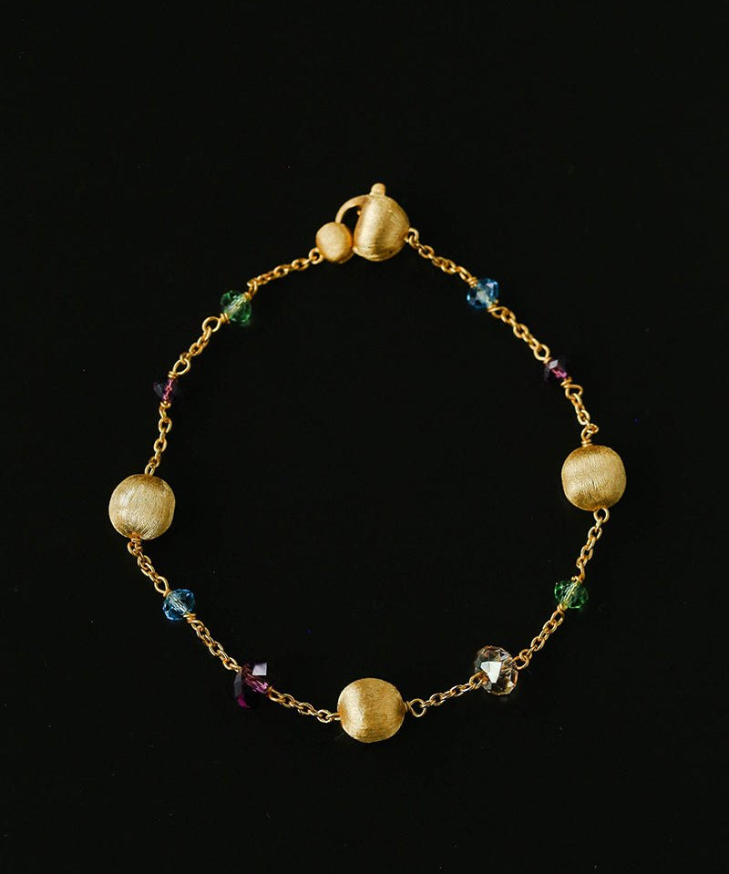 Italian Brushed Gold Bead & Swarovski Crystal Bracelet - floysun