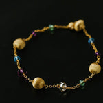 Italian Brushed Gold Bead & Swarovski Crystal Bracelet - floysun