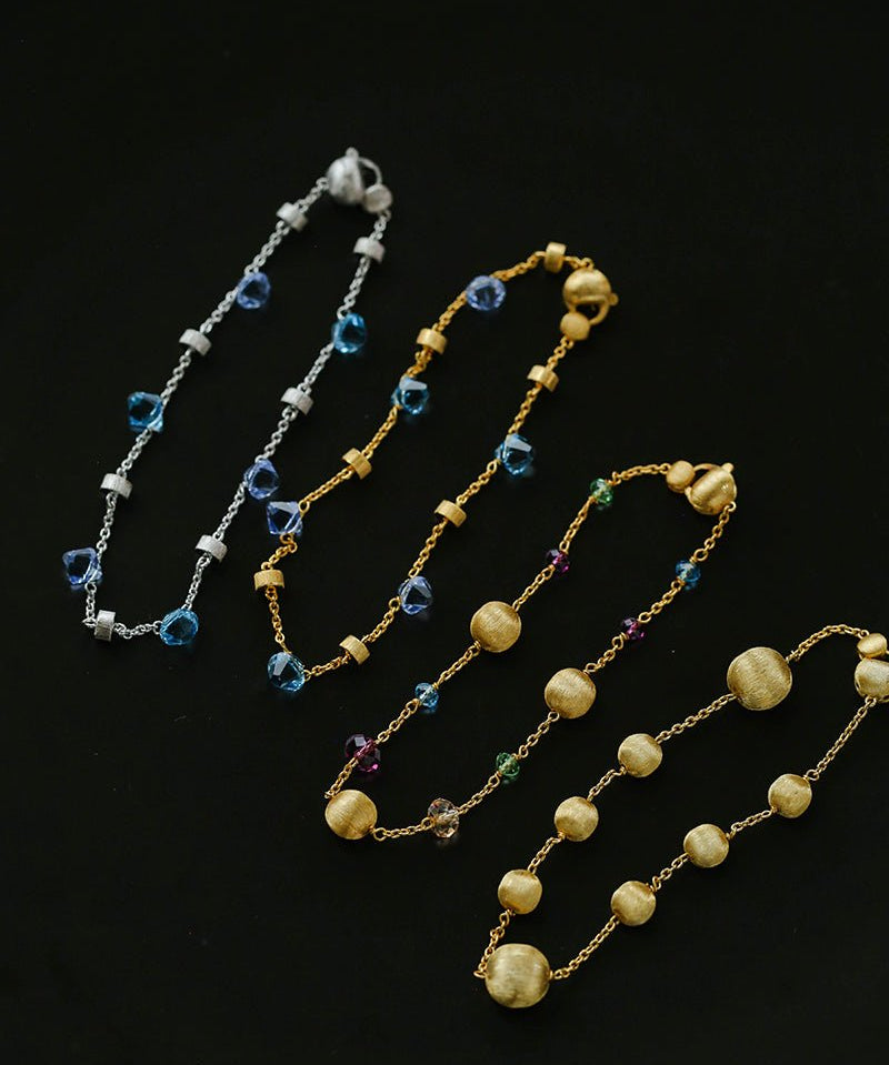 Italian Brushed Gold Bead & Swarovski Crystal Bracelet - floysun