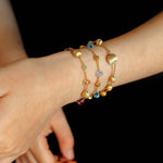 Italian Brushed Gold Bead & Swarovski Crystal Bracelet - floysun