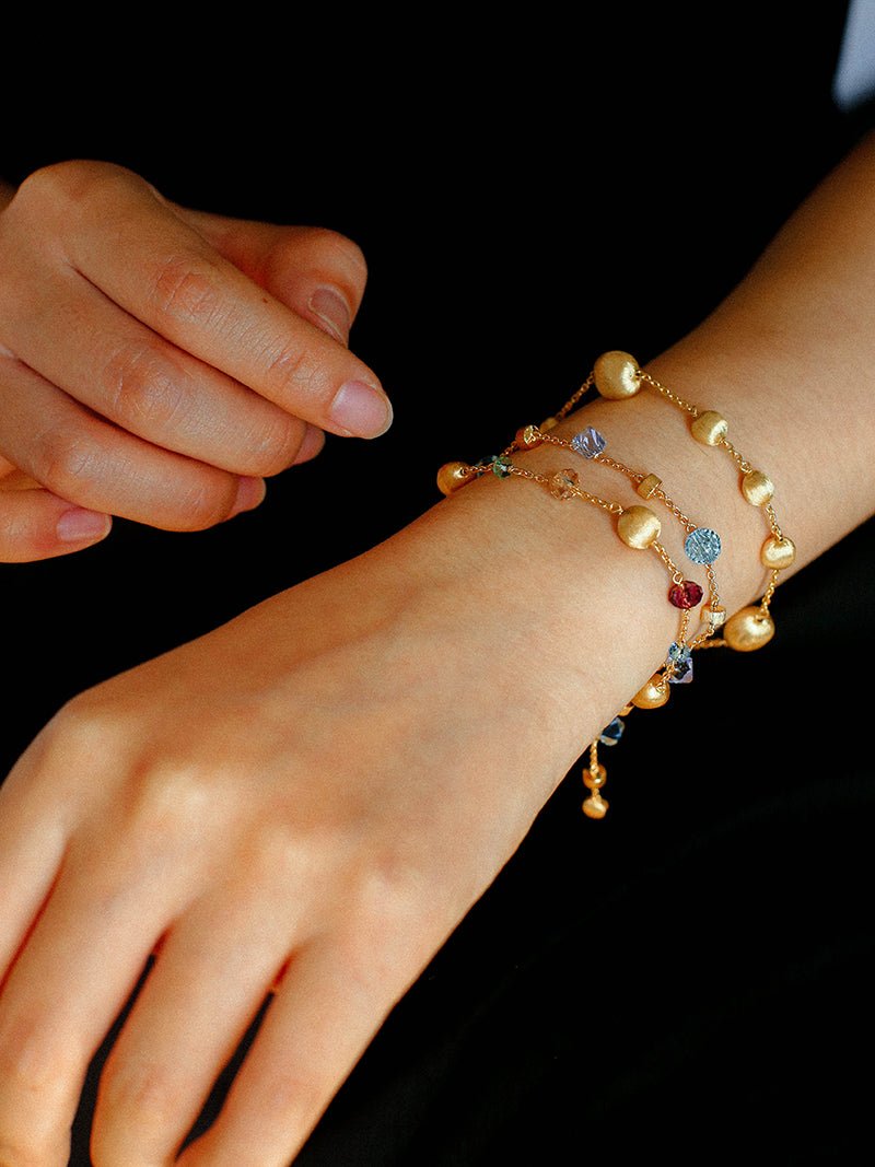 Italian Brushed Gold Bead & Swarovski Crystal Bracelet - floysun