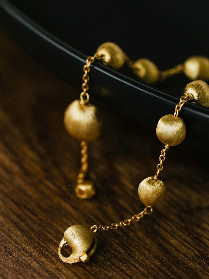Italian Brushed Gold Bead & Swarovski Crystal Bracelet - floysun