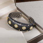 Italian Brushed Wide Open Bangle Sterling Silver Statement Bracelet - floysun