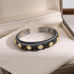 Italian Brushed Wide Open Bangle Sterling Silver Statement Bracelet - floysun