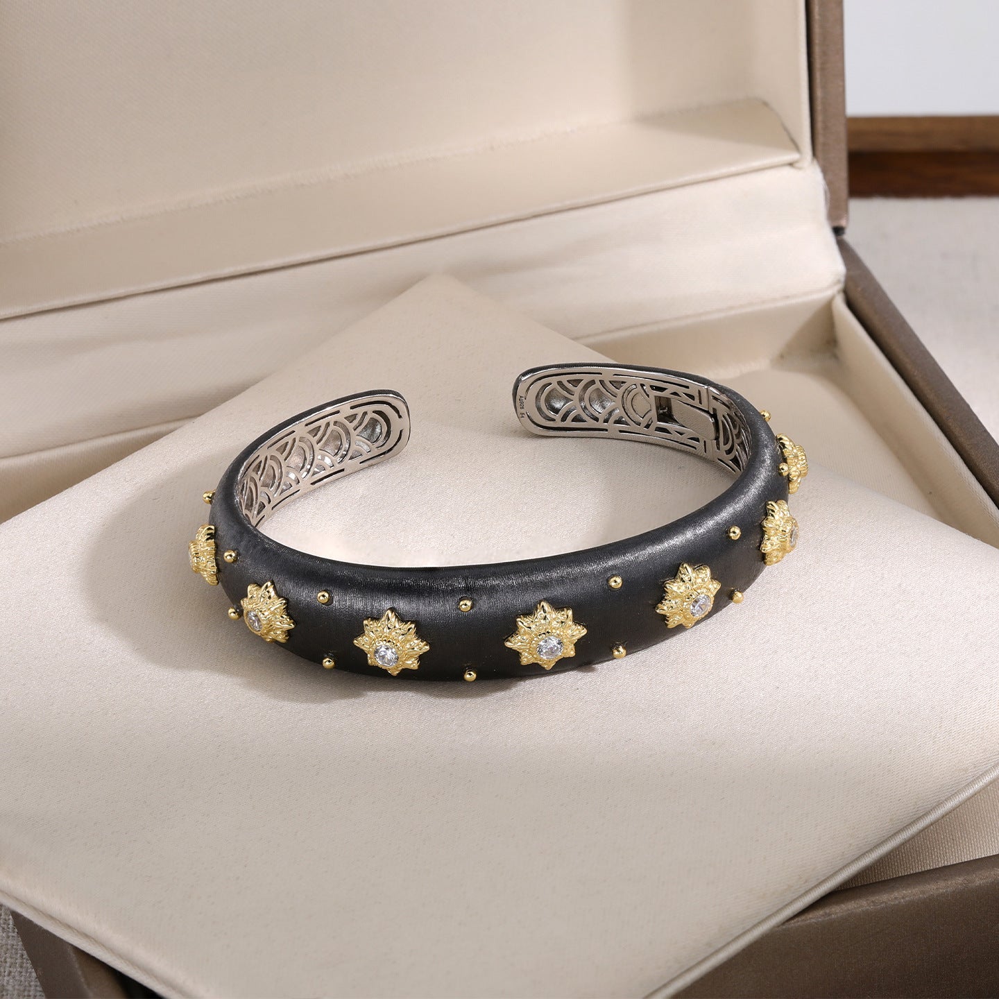 Italian Brushed Wide Open Bangle Sterling Silver Statement Bracelet - floysun