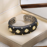 Italian Brushed Wide Open Bangle Sterling Silver Statement Bracelet - floysun