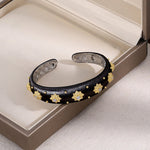 Italian Brushed Wide Open Bangle Sterling Silver Statement Bracelet - floysun