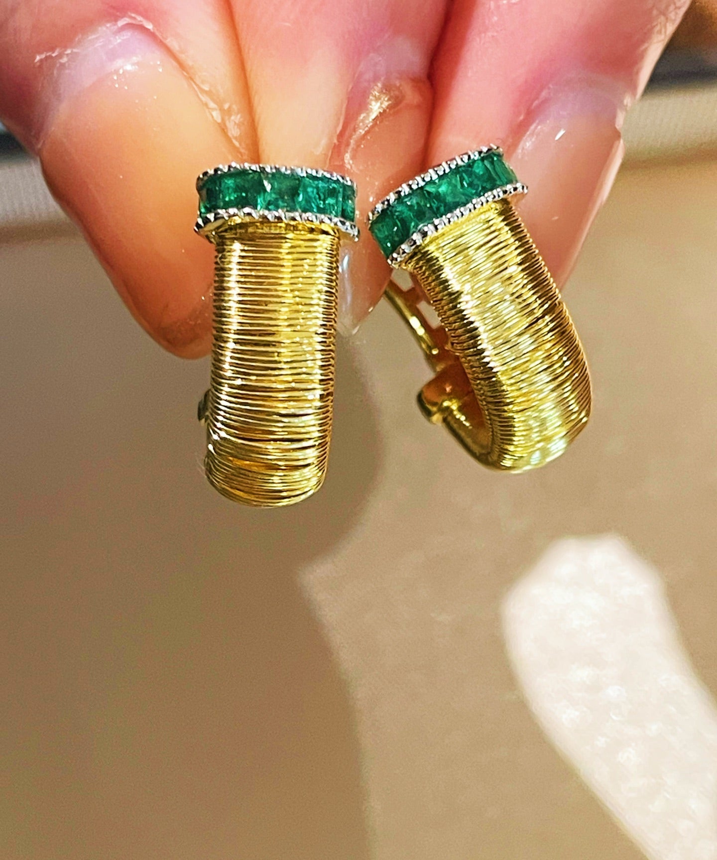 Italian Handmade Wire Wrapped Emerald & Ruby Earrings - floysun