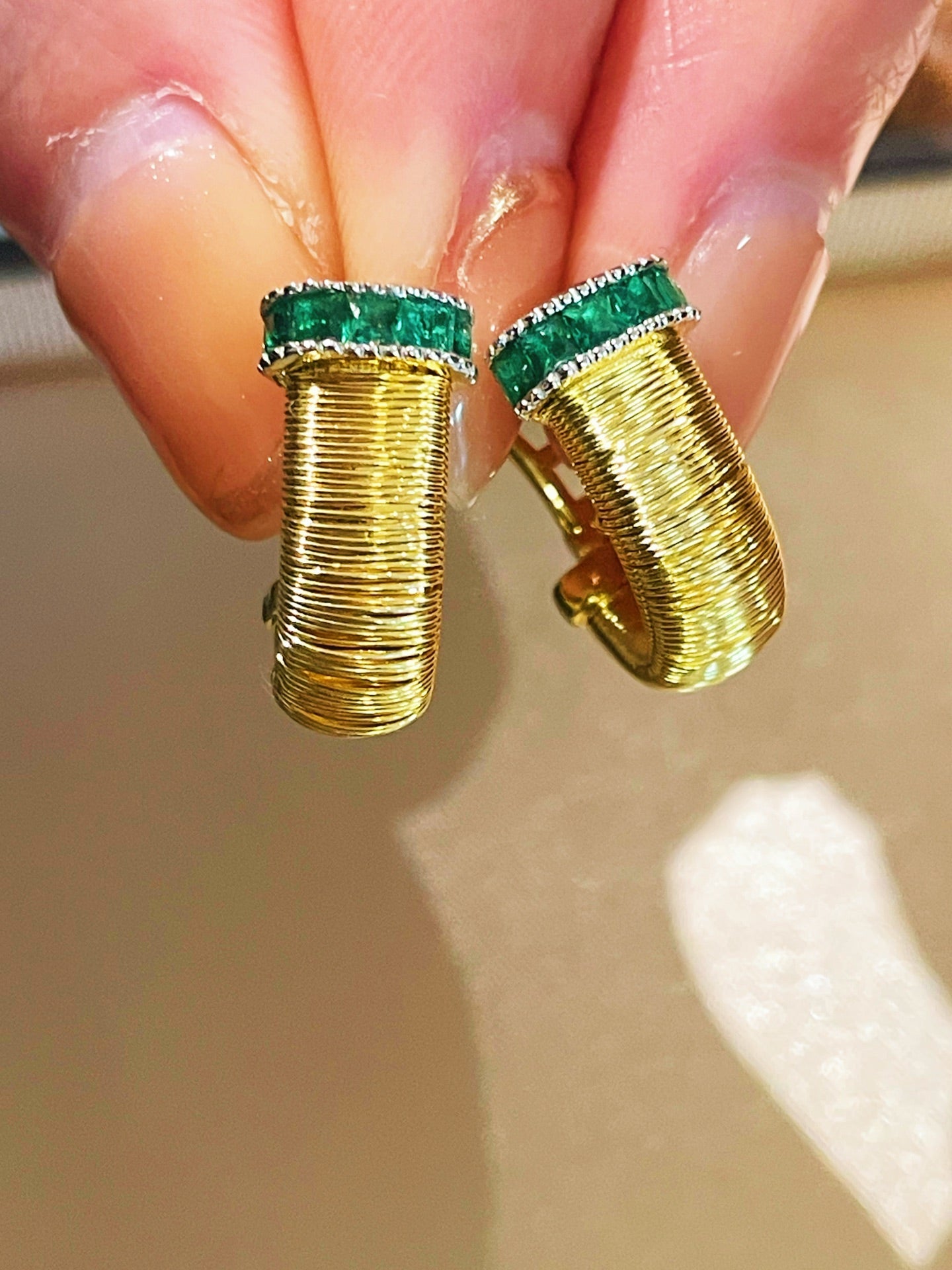 Italian Handmade Wire Wrapped Emerald & Ruby Earrings - floysun