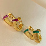 Italian Handmade Wire Wrapped Emerald & Ruby Earrings - floysun