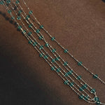 Italian Lace Beaded Swarovski Blue Crystal Necklace - Handcrafted Coastal Station Choker - floysun