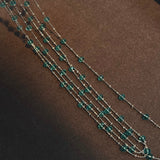 Italian Lace Beaded Swarovski Blue Crystal Necklace - Handcrafted Coastal Station Choker - floysun