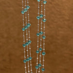 Italian Lace Beaded Swarovski Blue Crystal Necklace - Handcrafted Coastal Station Choker - floysun