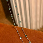 Italian Lace Beaded Swarovski Blue Crystal Necklace - Handcrafted Coastal Station Choker - floysun