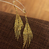 Italian Lace Beaded Tassel Earrings - S925 Sterling Silver 18K Gold Plated Dangle Drop Earrings - floysun