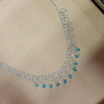 Italian Lace Blue Crystal Chandelier Necklace - Handcrafted Ocean Drop Choker - floysun