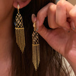 Italian Lace Crystal Tassel Earrings - Chandelier Drop Earrings - floysun
