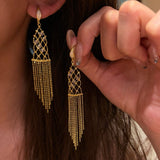 Italian Lace Crystal Tassel Earrings - Chandelier Drop Earrings - floysun