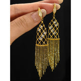 Italian Lace Crystal Tassel Earrings - Chandelier Drop Earrings - floysun