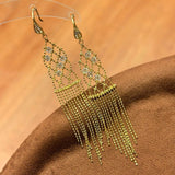 Italian Lace Crystal Tassel Earrings - Chandelier Drop Earrings - floysun
