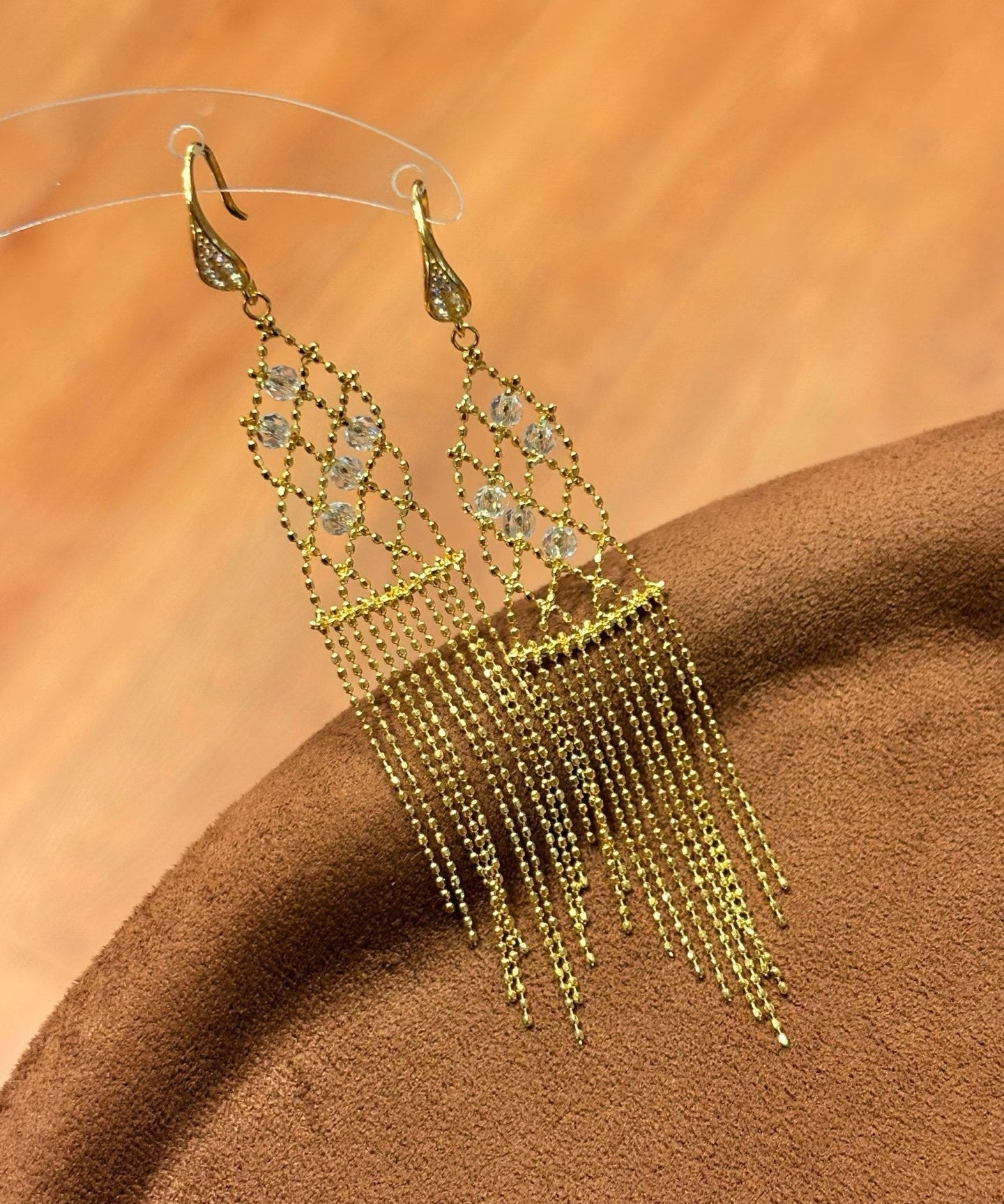 Italian Lace Crystal Tassel Earrings - Chandelier Drop Earrings - floysun