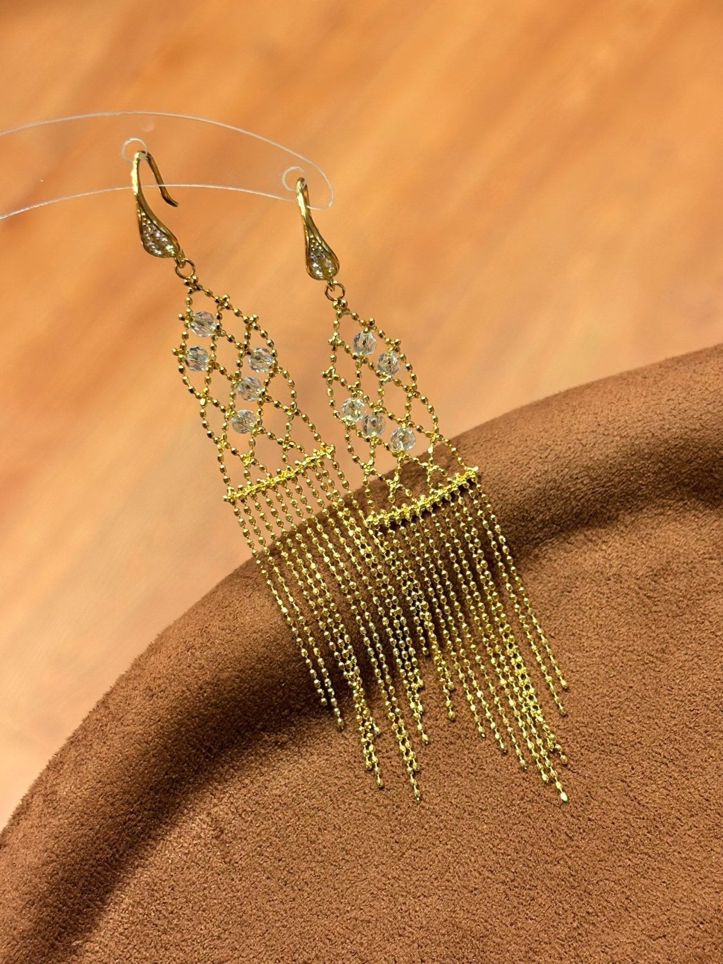 Italian Lace Crystal Tassel Earrings - Chandelier Drop Earrings - floysun